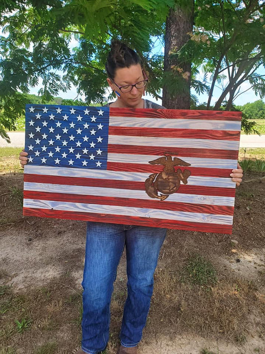 Large Wood American Flag