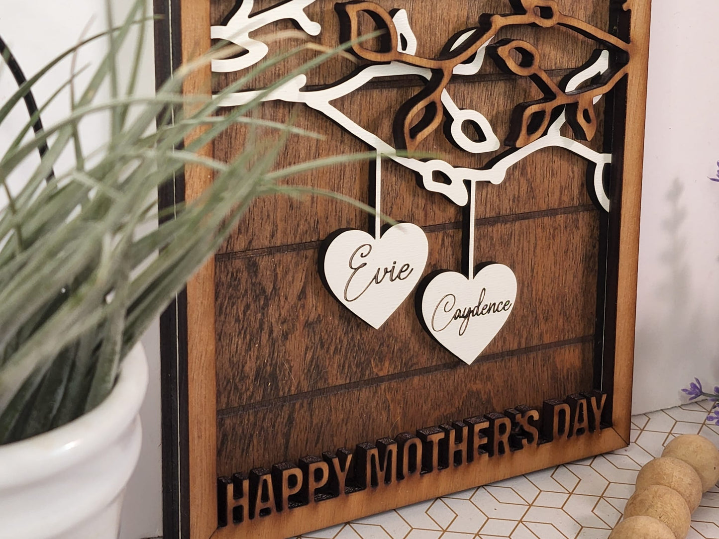 Personalized Hanging Hearts Name Frame Sign