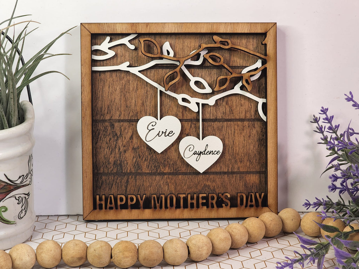 Personalized Hanging Hearts Name Frame Sign