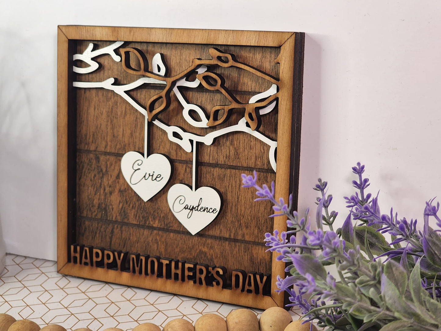 Personalized Hanging Hearts Name Frame Sign