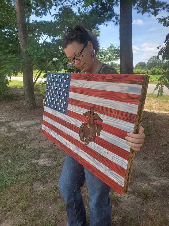 Large Wood American Flag