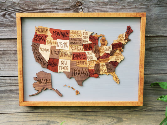 Engraved US Map w/all 50 states