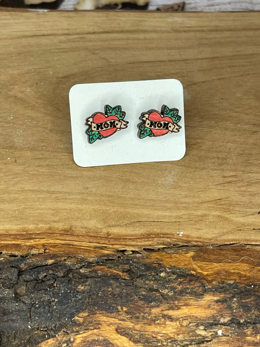 Tattoo Mom Earring Studs Set of 5
