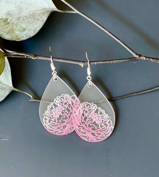 Pink Ombré Peony Dangles