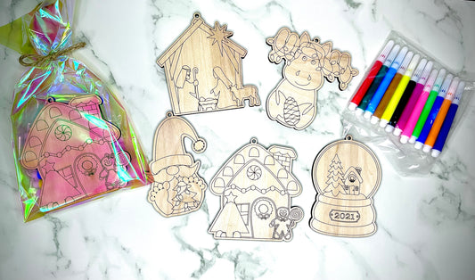 Color your own ornaments set of 5