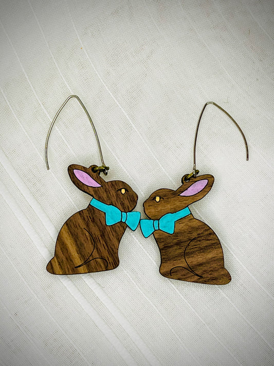 Chocolate Easter Bunny Dangle Earrings Set of 5