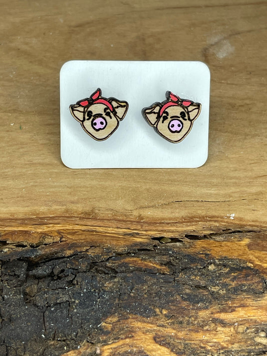 Piggie Bandana Stud Earrings Set of 5